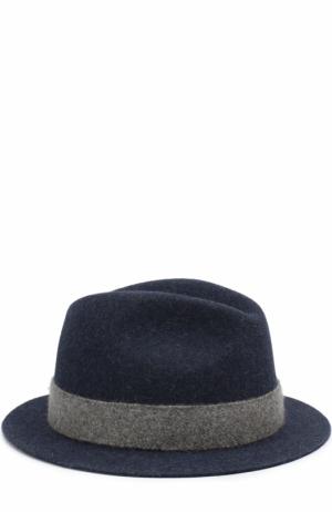 Фетровая шляпа с лентой Loro Piana. Цвет: темно-синий