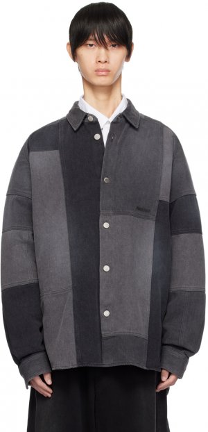 AMBUSH Серо-черная джинсовая рубашка в стиле пэчворк
