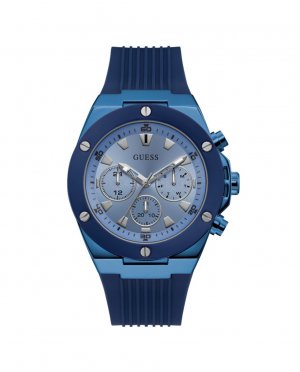 Мужские часы Poseidon GW0057G3 с силиконовым ремешком и синим , синий Guess