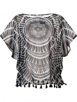 Полупрозрачная блузка с рисунком Trina Turk. Цвет: чёрный