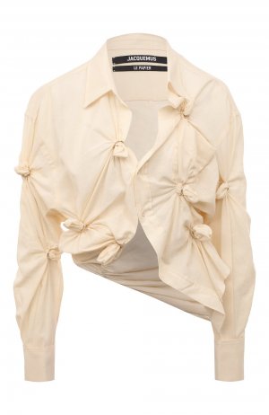 Хлопковая блузка Jacquemus. Цвет: кремовый