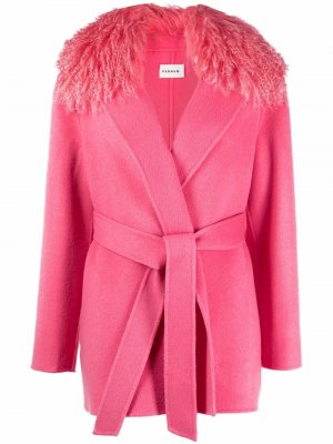 Пальто с поясом P.A.R.O.S.H.. Цвет: розовый