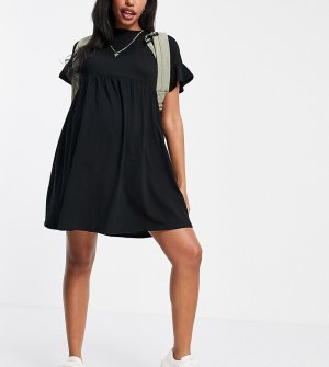 Черное платье мини в стиле бэби-долл с круглым вырезом -Черный цвет New Look Maternity