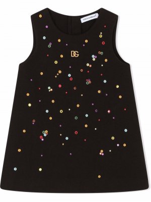 Платье-трапеция с заклепками Dolce & Gabbana Kids. Цвет: черный