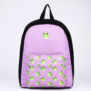 Рюкзак текстильный лягушки, с карманом, 29х12х40 фиолетовый NAZAMOK. Цвет: сиреневый, фиолетовый