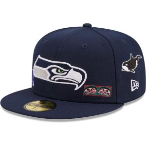 Мужская облегающая шляпа New Era College Navy Seattle Seahawks Team Local 59FIFTY