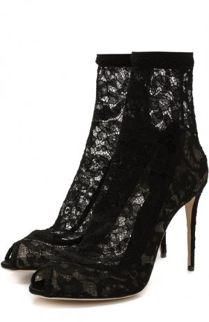 Кружевные ботильоны Bette на шпильке Dolce & Gabbana. Цвет: чёрный