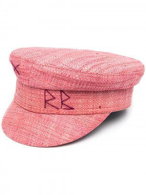 Соломенная кепка с вышитым логотипом Ruslan Baginskiy. Цвет: розовый