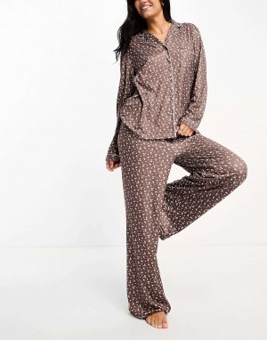 Комплект оверсайз из трикотажной рубашки с длинными рукавами и пижамы брюками цветочным принтом Loungeable