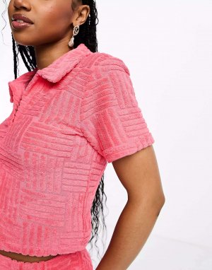Рубашка-махрка ярко-розового цвета Pieces