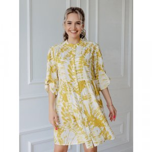 Платье-рубашка вискоза, свободный силуэт, макси, размер 48, желтый ИП Морозова О.В.. Цвет: желтый