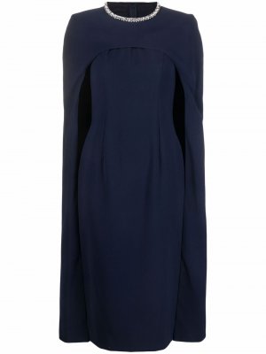 Embellished-trim cape dress Jenny Packham. Цвет: синий