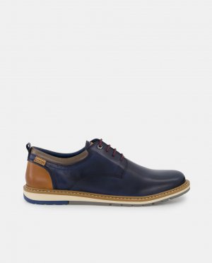 Berna мужские кожаные туфли на шнуровке с гладким верхом, темно-синий Pikolinos