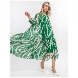 Платье шифоновое нарядное длинное ARTWIZARD. Цвет: белый/зеленый