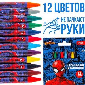 Восковые карандаши человек-паук, набор 12 цветов MARVEL