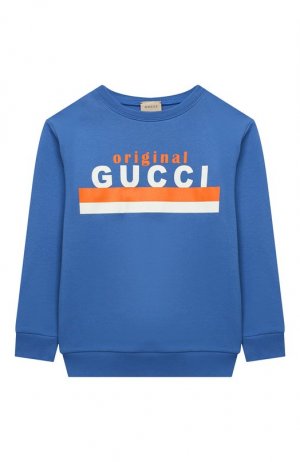 Хлопковый свитшот Gucci. Цвет: голубой
