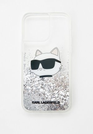 Чехол для iPhone Karl Lagerfeld 14 Pro Max, с жидкими блестками. Цвет: серебряный
