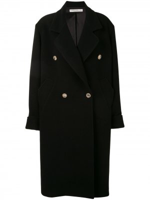 Двубортное пальто миди Alessandra Rich. Цвет: черный