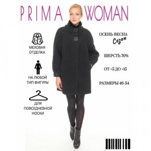 Пальто , размер 50, черный Prima Woman. Цвет: черный