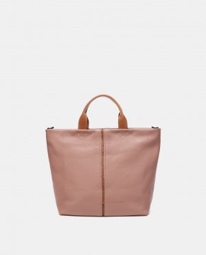 Большая розовая кожаная сумка-шоппер с длинной ручкой , розовый Abbacino