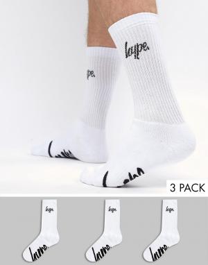 3 пары белых спортивных носков с логотипом Hype. Цвет: белый