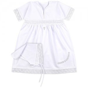 0371/1 Комплект Крестильный для девочки (платье+косынка), 80 белый LEO. Цвет: белый