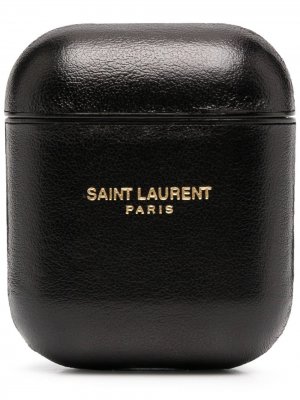 Футляр для AirPods с логотипом Saint Laurent. Цвет: черный