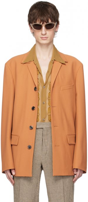 Оранжевый пиджак на пуговицах Dries Van Noten