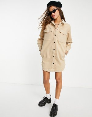 Джинсовая куртка в стиле oversized бежевого цвета от комплекта -Светло-бежевый цвет Object