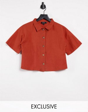 Пляжная укороченная рубашка терракотового цвета от комплекта Esmee Exclusive-Красный Esmée