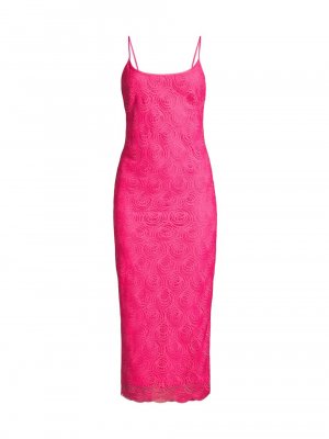 Круглое кружевное платье-комбинация миди , розовый Donna Karan New York