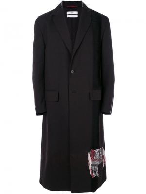 Пальто с деталью в клетку Oamc. Цвет: черный
