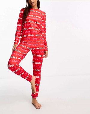 Уютная рождественская пижама с принтом Noel Loungeable
