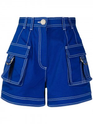 Джинсовые шорты с завышенной талией Balmain. Цвет: синий