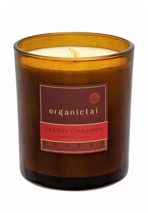 Свеча ароматическая Organictai апельсин-корица, 180 мл. Цвет: коричневый