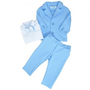 Комплект на малышей пиджак, брюки, рубашка и бабочка CHADOLLS голубого цвета, размер 92. Цвет: голубой