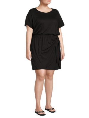 Однотонное блузонное платье большого размера плюс Black Calvin Klein