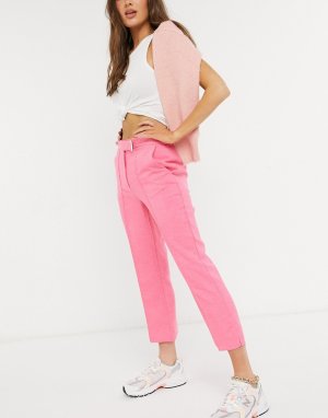 Розовые укороченные брюки классического кроя -Розовый цвет River Island