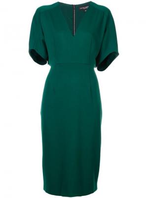 Приталенное платье с V-образным вырезом Narciso Rodriguez. Цвет: зеленый