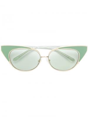 X Linda Farrow солнцезащитные очки в оправе кошачий глаз Nº21. Цвет: зеленый