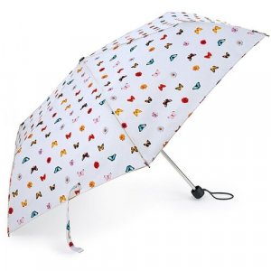 Зонт , механика, 3 сложения, купол 86 см., 6 спиц, чехол в комплекте, для женщин, белый FULTON. Цвет: белый