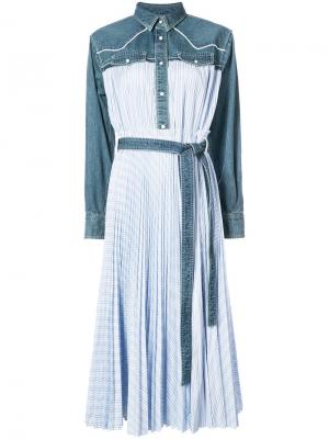 Джинсовое платье-рубашка Sacai. Цвет: синий