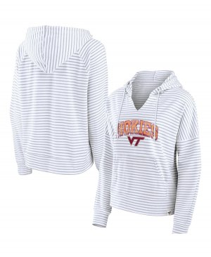 Женский пуловер с капюшоном белого цвета надписью Virginia Tech Hokies в полоску , белый Fanatics