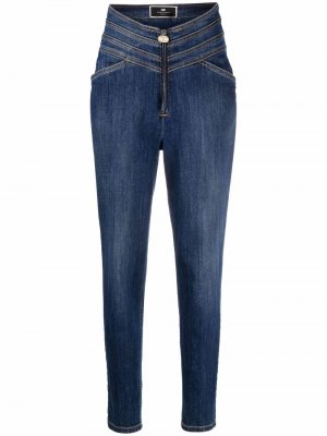 Зауженные джинсы с завышенной талией Elisabetta Franchi. Цвет: синий