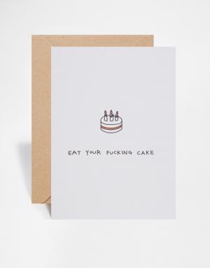 Поздравительная открытка на день рождения Ohh Deer Eat Your Cake. Цвет: мульти