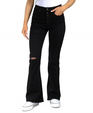 Расклешенные джинсы с высокой талией и рваными джинсами для юниоров , черный Indigo Rein
