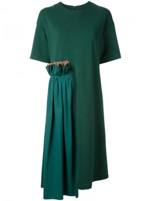 Платье-футболка с оборками Muveil. Цвет: зелёный
