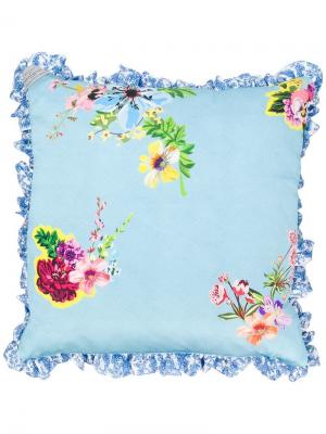 Подушка с цветочным принтом Preen By Thornton Bregazzi. Цвет: синий