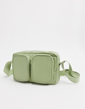 Зеленая сумка через плечо из переработанного нейлона -Зеленый Monki