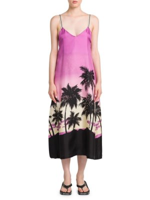 Атласное платье-комбинация миди Sunset , цвет Purple Multi Palm Angels